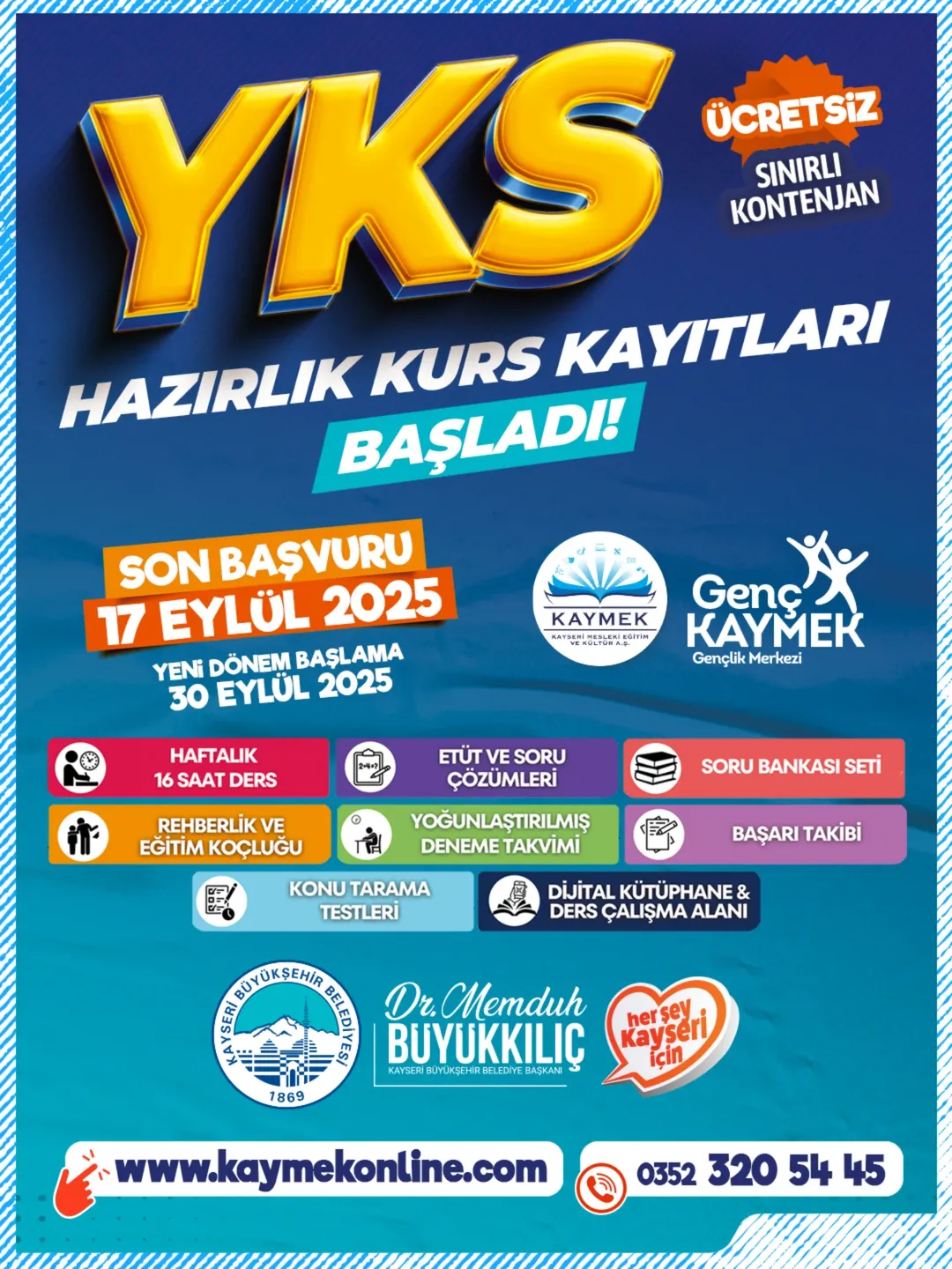 KAYMEK Gençlik Merkezleri'nden YKS Hazırlık Kurslarında Kayıtlar Başladı
