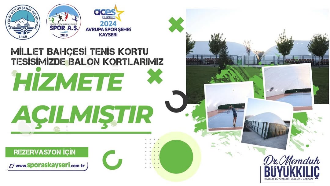 Kayseri'de Yeni Spor Alanı: Millet Bahçesi Tenis Kortları Hizmete Açıldı
