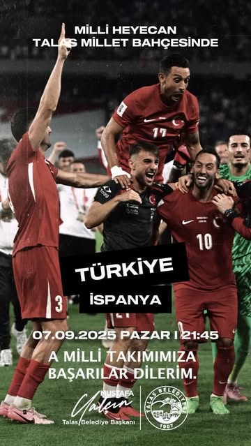 Talas Belediyesi, Milli Maç Heyecanını Millet Bahçesi'nde Yaşatacak