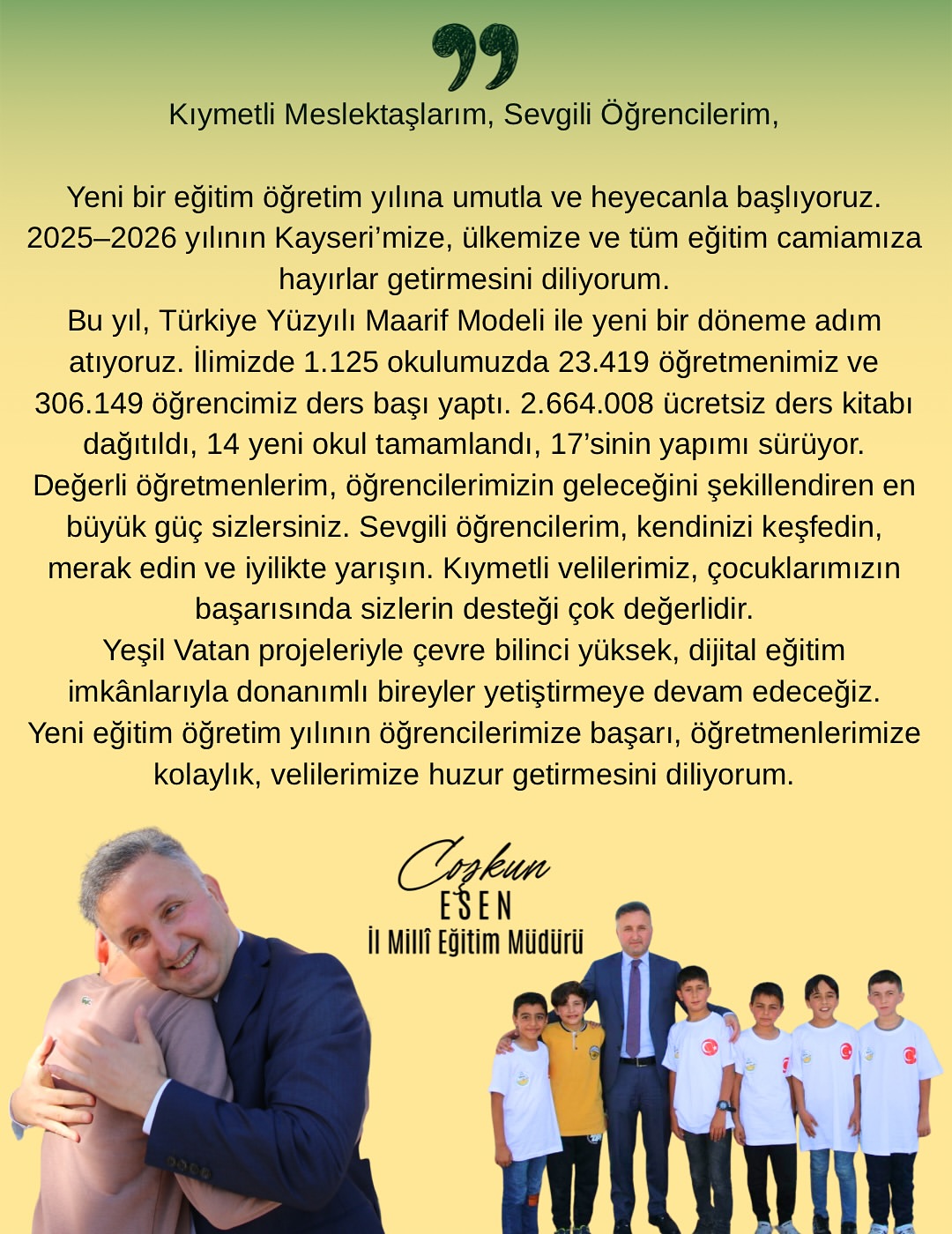 Kayseri'de Yeni Eğitim Öğretim Yılı Başlıyor