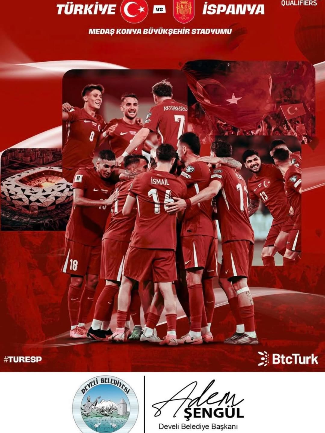 Develi Belediye Başkanı Adem Şengül'den A Milli Takım'a Destek