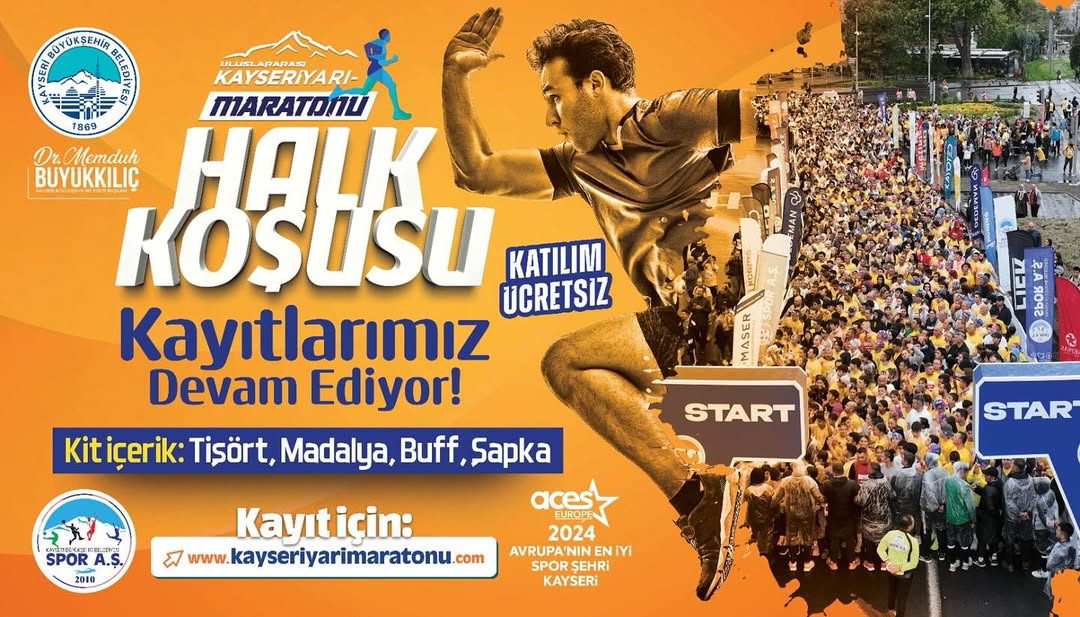 Kayseri'de 5. Uluslararası Yarı Maraton Halk Koşusu Kayıtları Devam Ediyor
