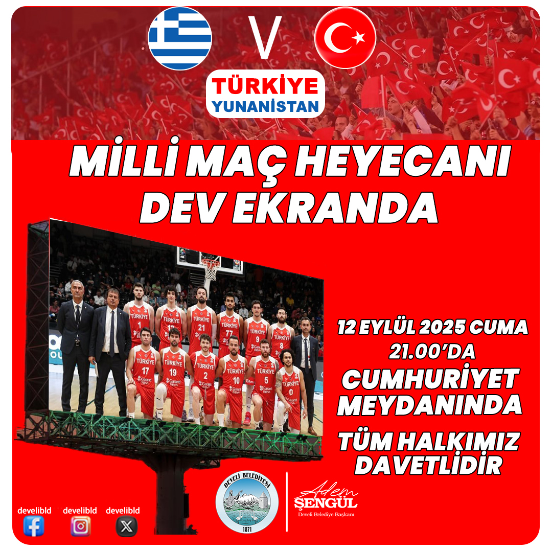 Develi'de EURO 2025 Basketbol Heyecanı Dev Ekranda