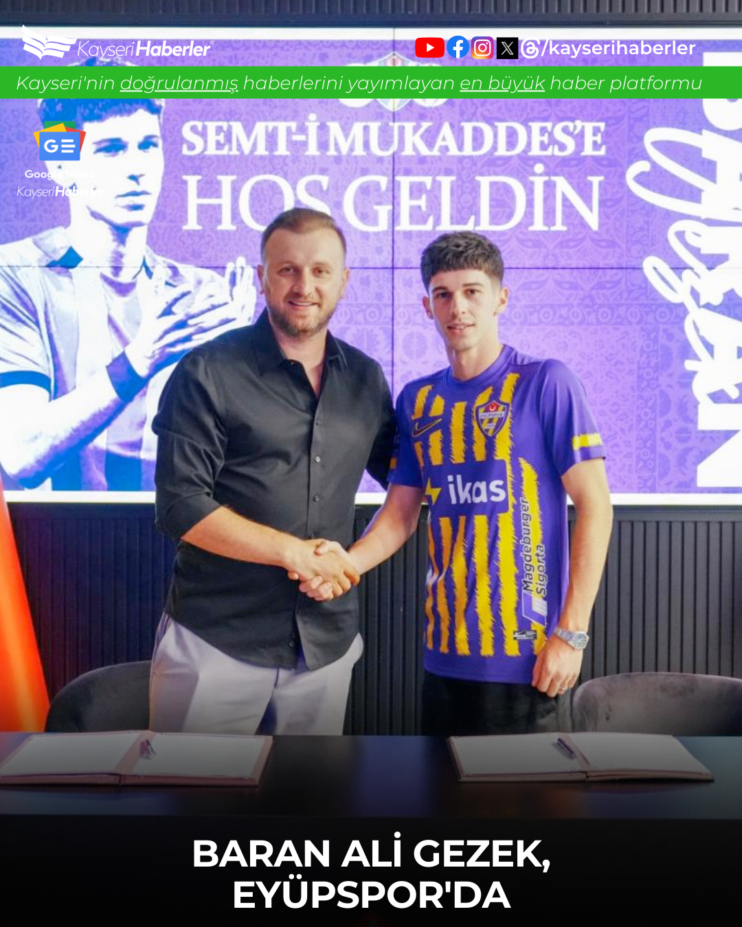 Baran Ali Gezek Eyüpspor'da: Kayserispor'dan Satın Alma Opsiyonlu Kiralandı