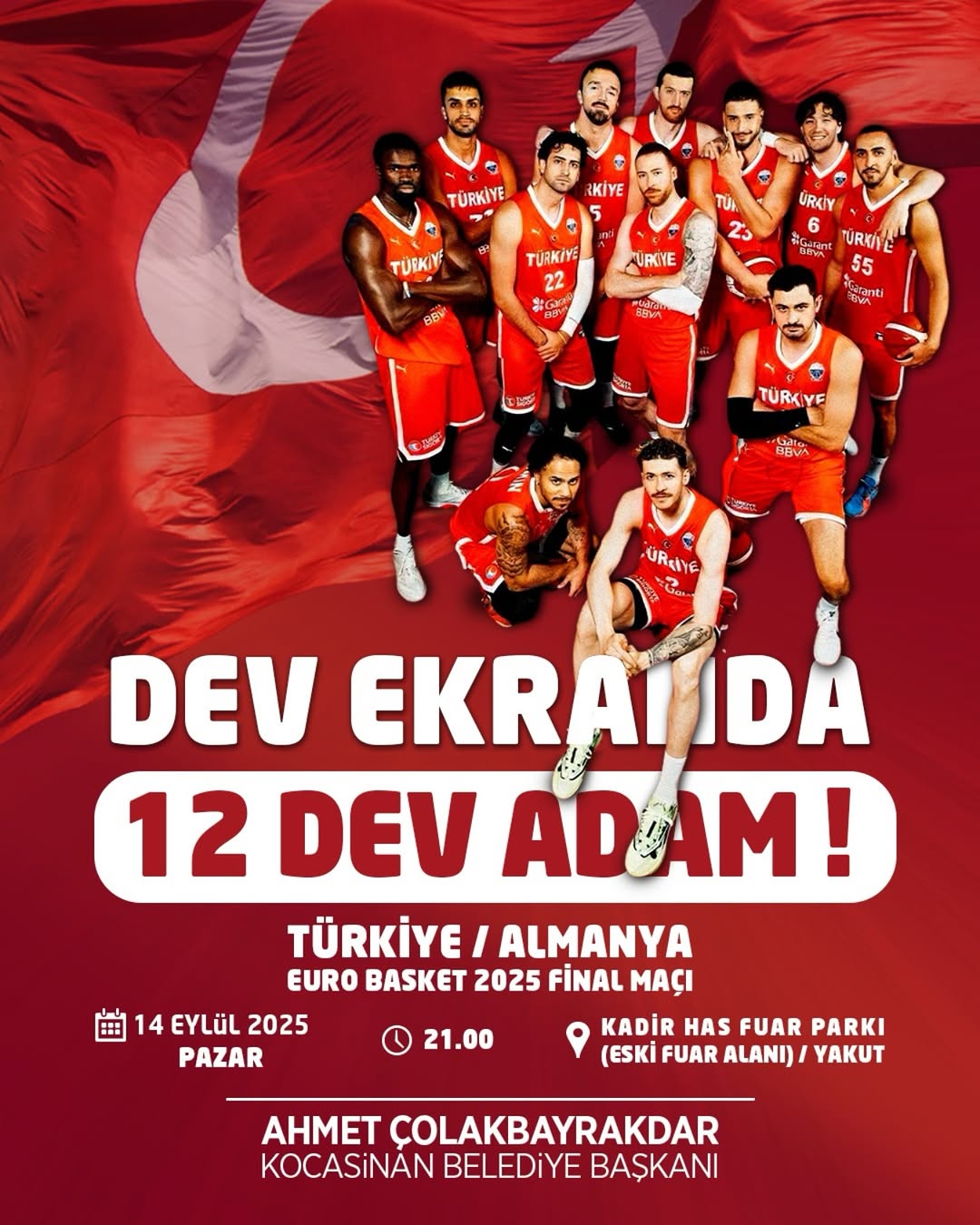 Kayseri'de EuroBasket Finali Dev Ekranda Canlı Yayınlanacak