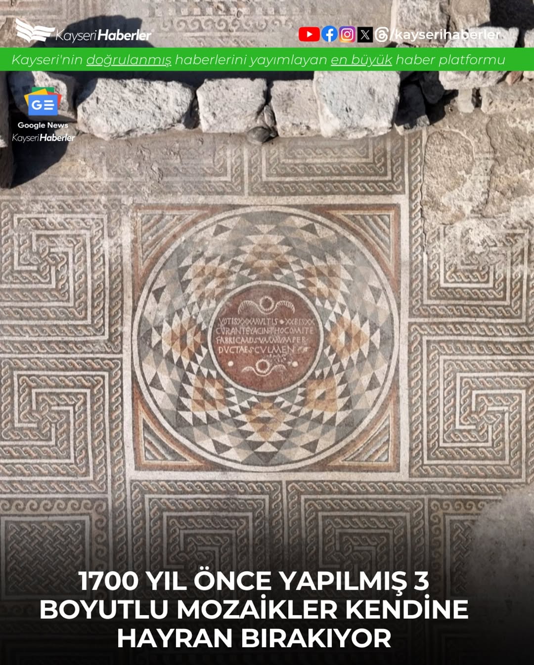 Kayseri'de 1700 Yıllık Mozaikler Gün Yüzüne Çıkarılıyor