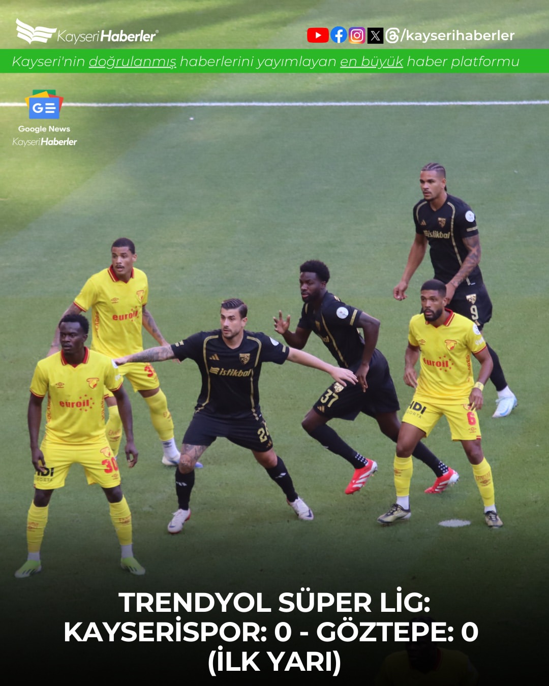 Kayserispor Göztepe Maçı İlk Yarı Berabere Tamamlandı