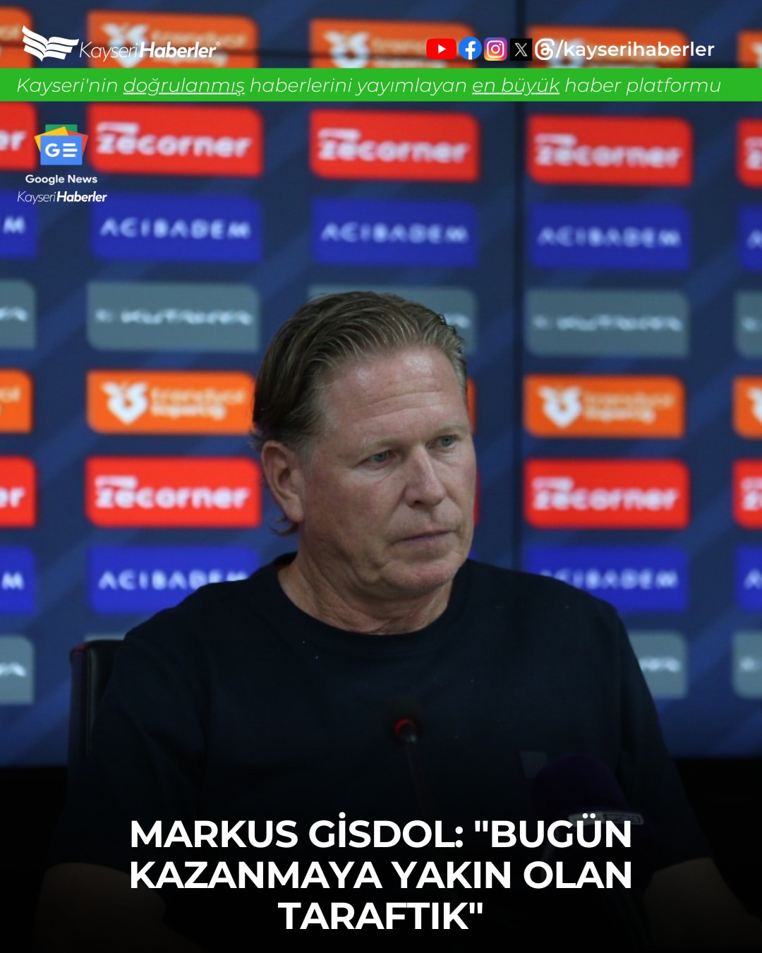 Kayserispor Teknik Direktörü Gisdol'dan Göztepe Maçı Değerlendirmesi