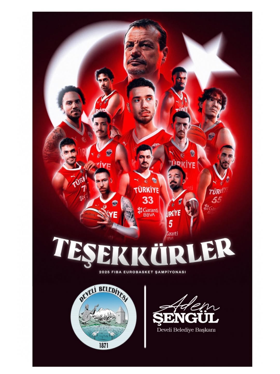 Develi Belediyesi'nden A Milli Basketbol Takımı'na Tebrik