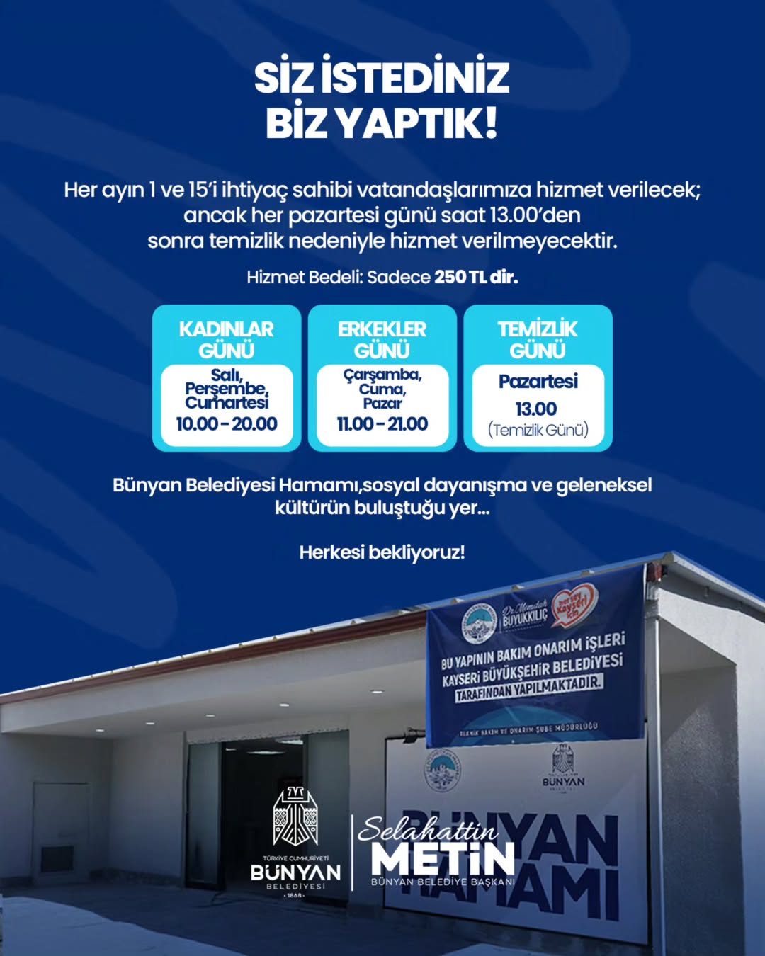 Bünyan Belediyesi Hamamı Hizmete Açıldı: Randevu ve Detaylar