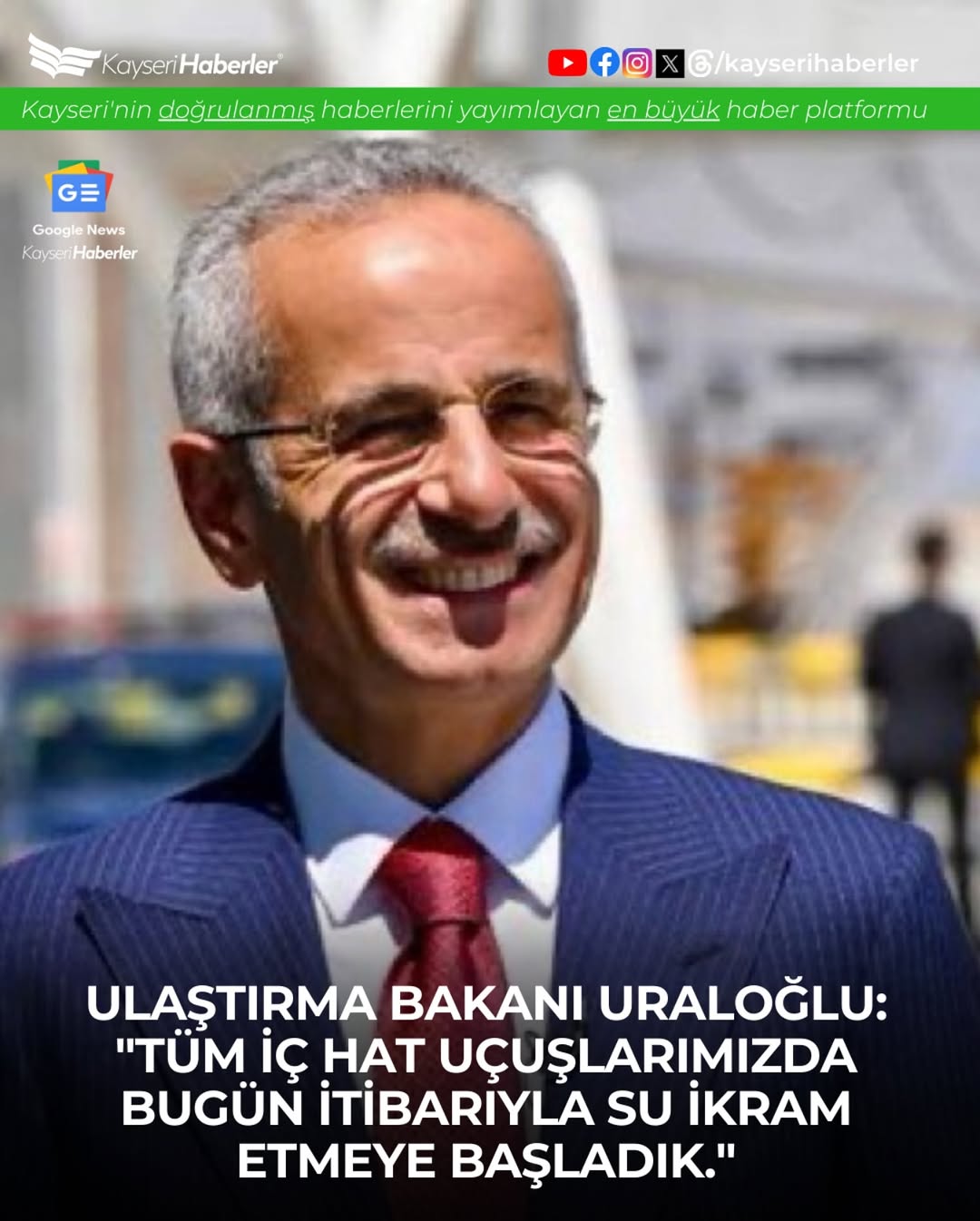 İç Hat Uçuşlarında Su İkramı Başladı