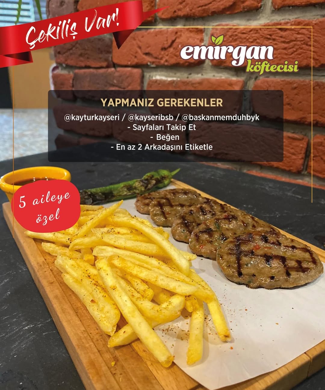 Kayseri Büyükşehir Belediyesi’nden Ailelere Özel Yemek İkramı Çekilişi