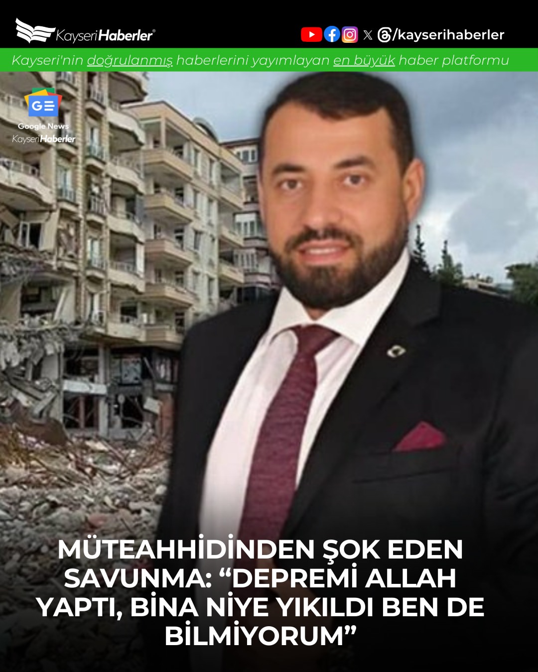 Hatay'daki Cemil Çapar Apartmanı Müteahhidi Deprem Sorumluluğunu Reddediyor