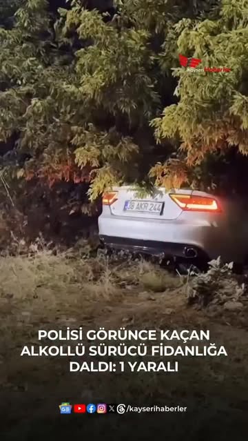 Kayseri'de Alkollü ve Ehliyetsiz Sürücü Fidanlığa Daldı