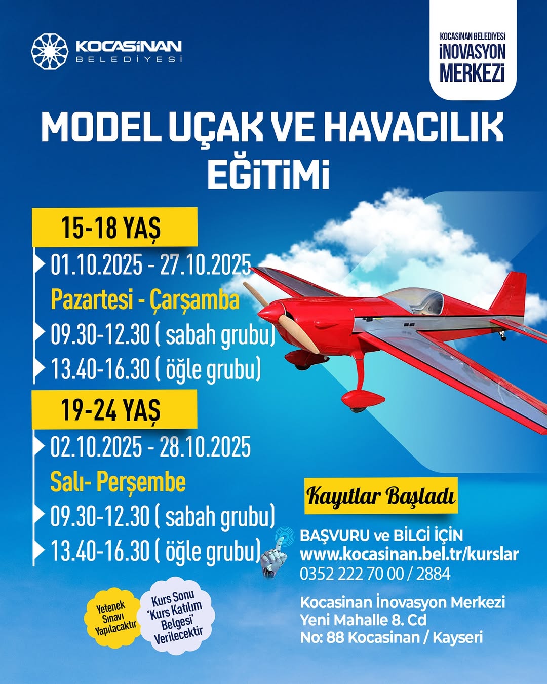 Kocasinan Belediyesi'nden Model Uçak ve Havacılık Eğitimi Kursu Başladı