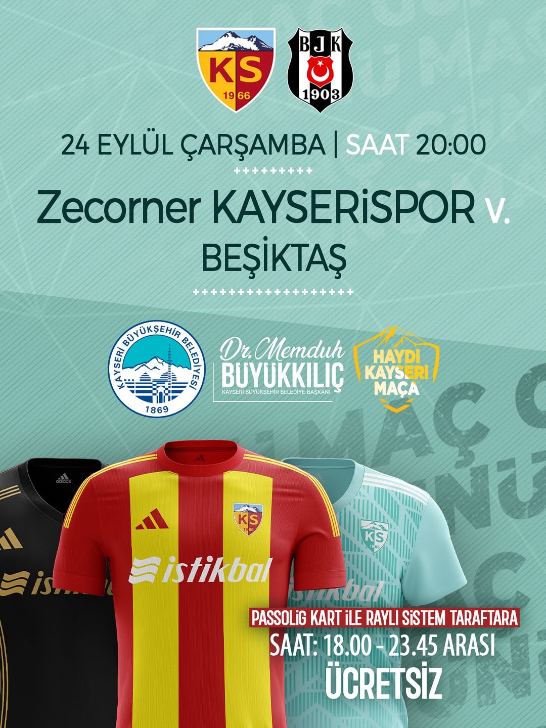 Kayserispor Beşiktaş ile Evinde Karşılaşıyor: Tüm Hemşehriler Destek Olmaya Davet Edildi