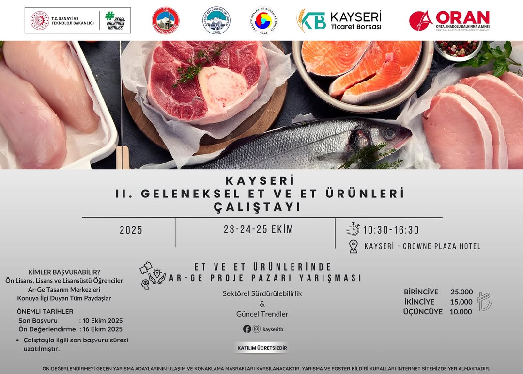 Kayseri'de Geleneksel Et ve Et Ürünleri Çalıştayı Düzenleniyor