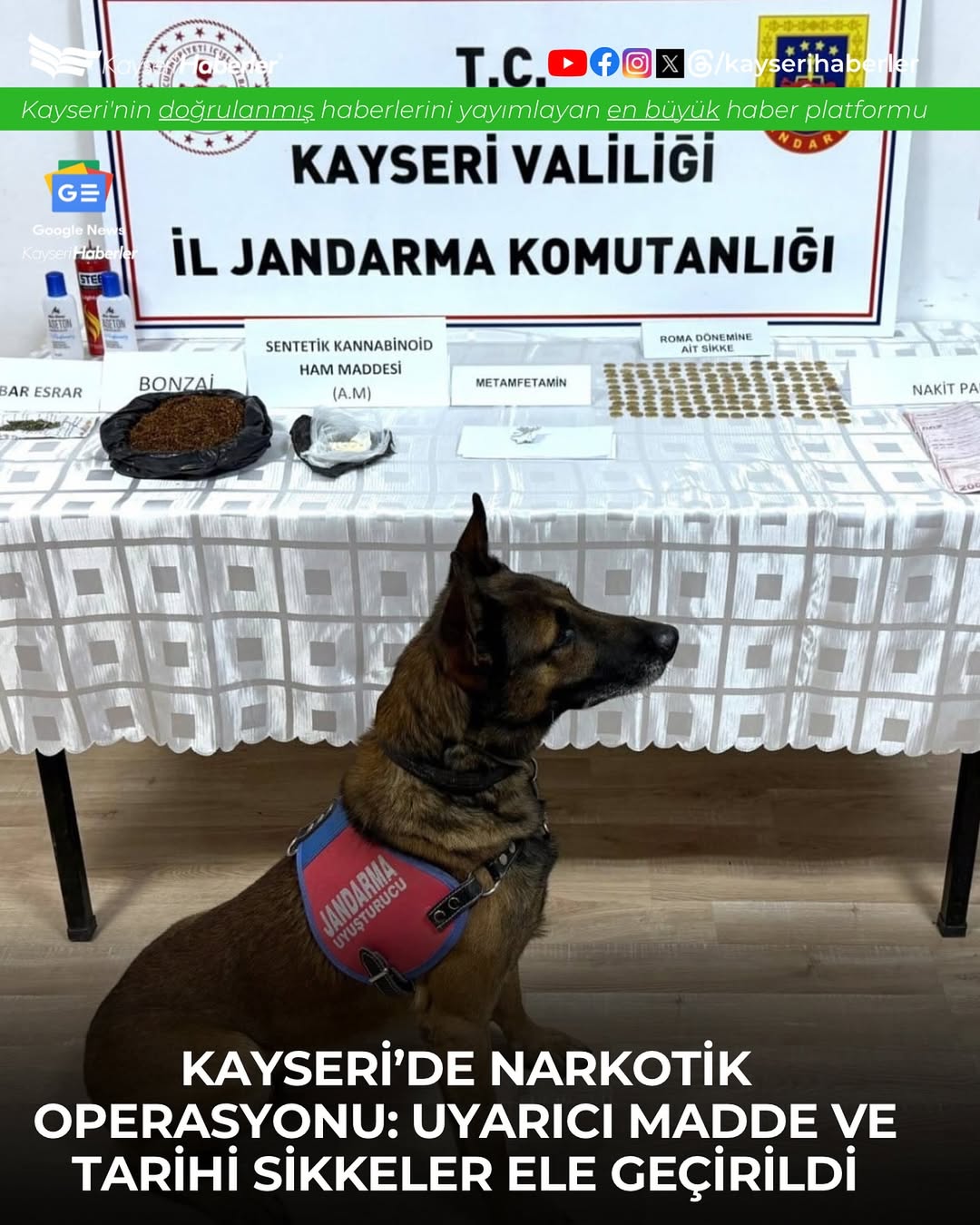 Kayseri'de Narkotik Operasyonu: Uyuşturucu, Para ve Antik Sikke Ele Geçirildi
