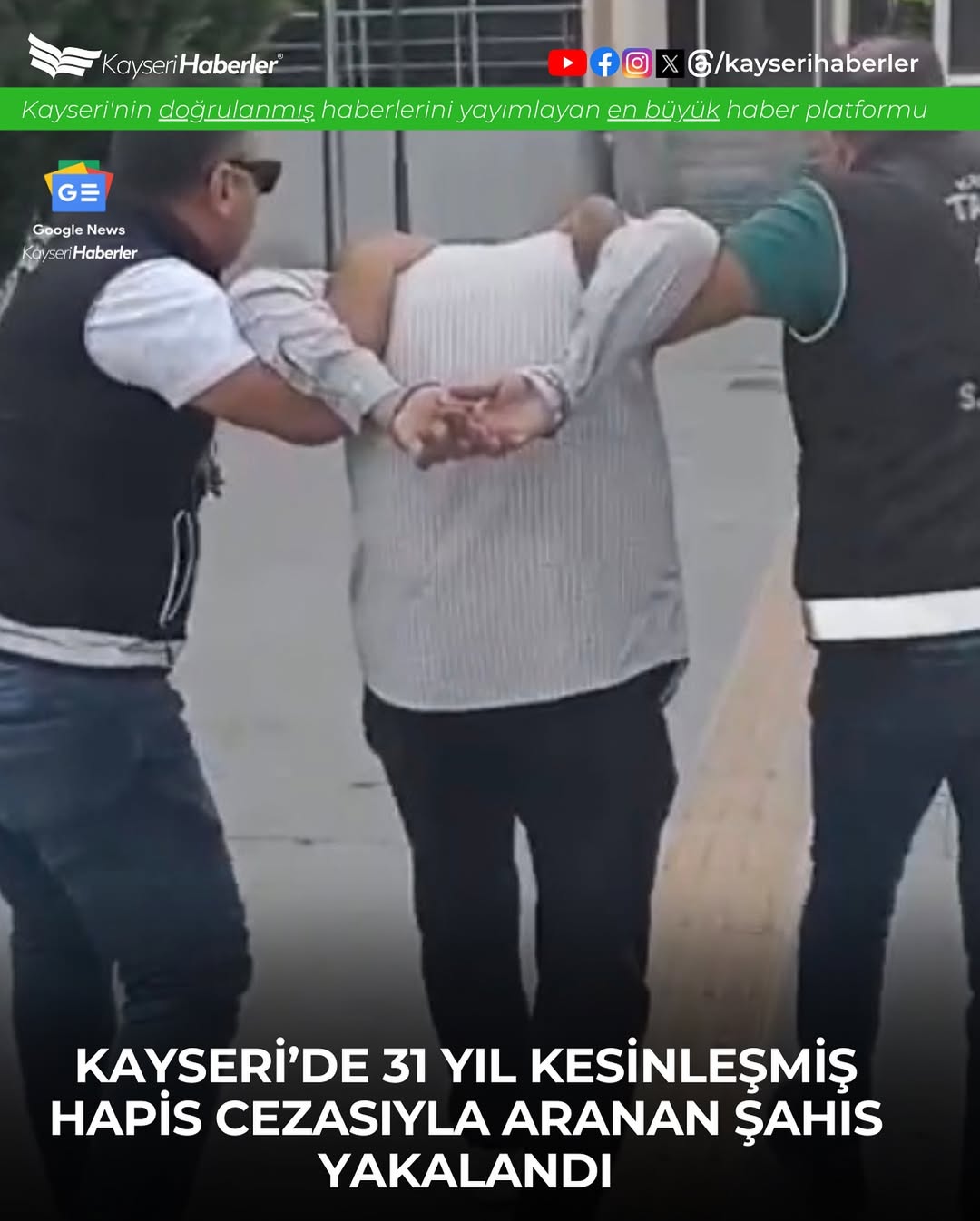 Kayseri'de Dolandırıcı Şahıs Yakalandı: 31 Yıl Hapis Cezası