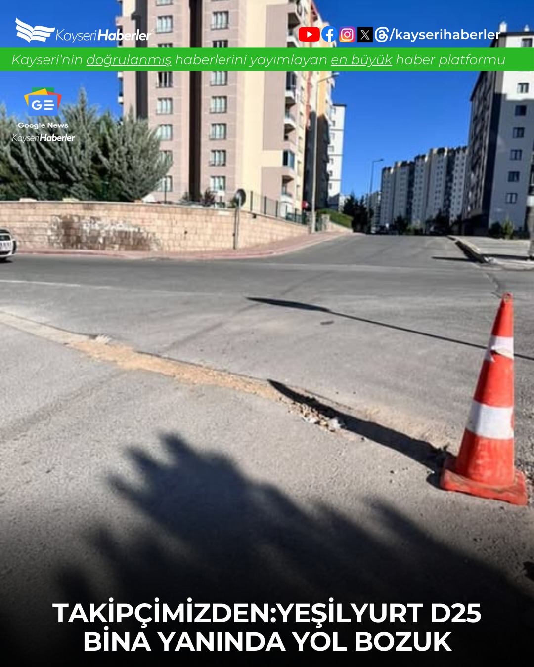 Kayseri'de Yol Bozukluğu Sorunu: Yeşilyurt Mahallesi Sakinleri Yardım İstiyor