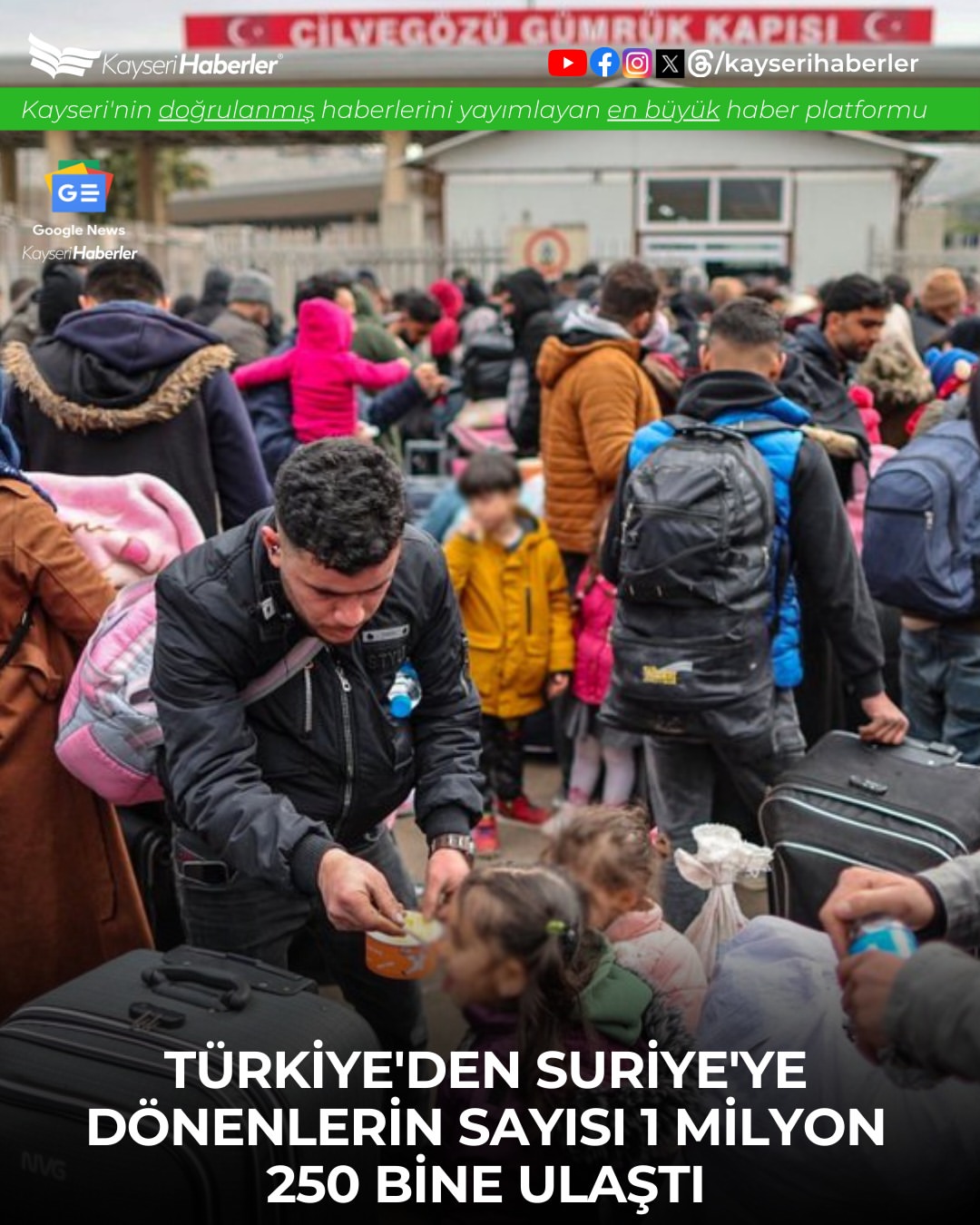 Türkiye'den Suriye'ye Gönüllü Geri Dönüşler 1 Milyon 250 Bini Aştı