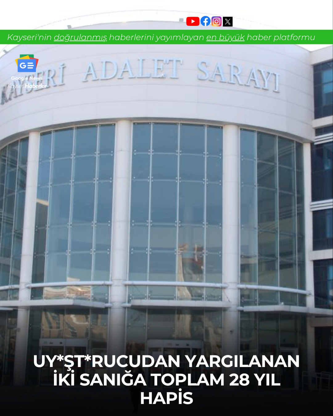 Kayseri'de Uyuşturucu Ticareti Operasyonu: İki Sanığa Toplam 28 Yıl Hapis