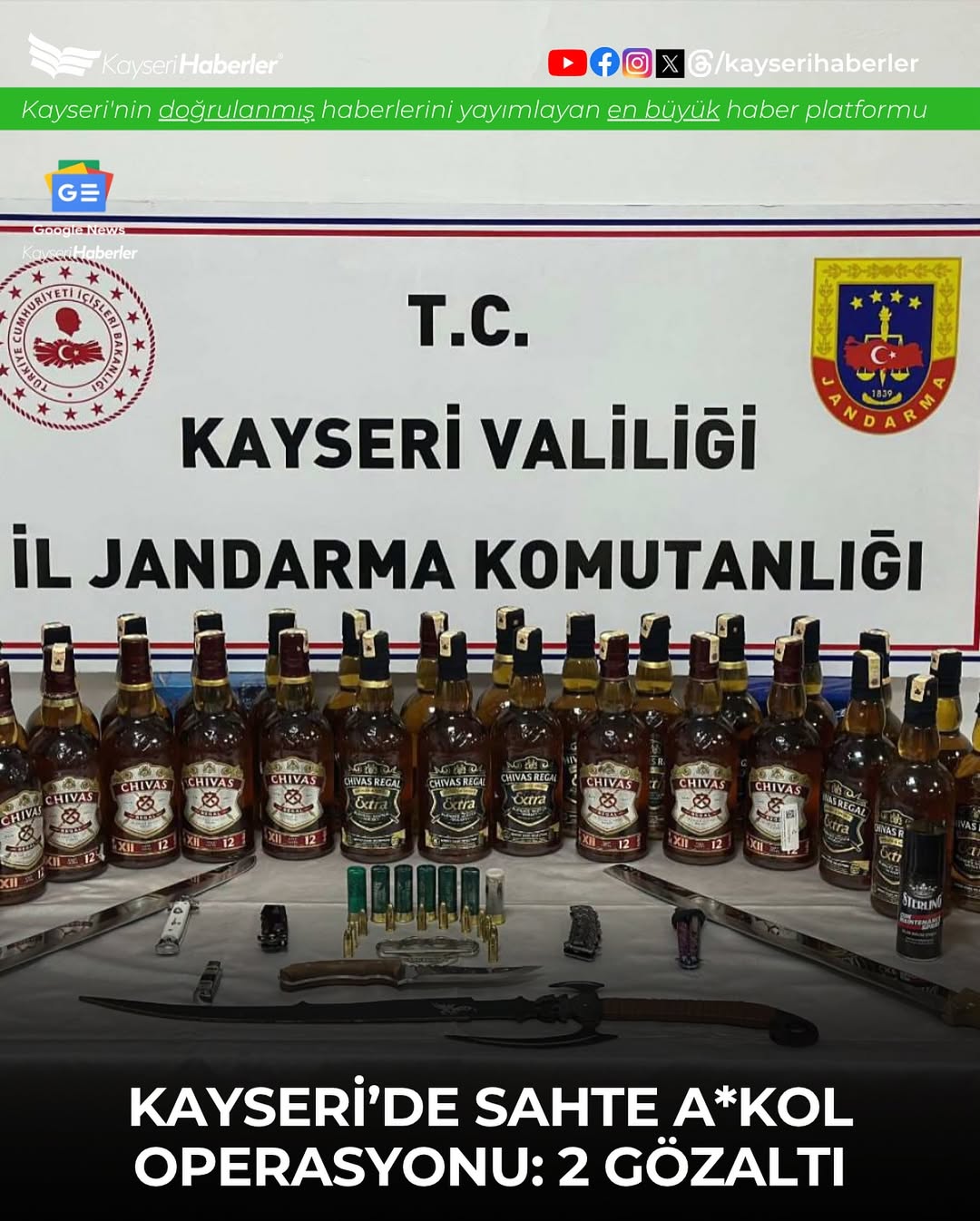 Kayseri'de Sahte Alkollü İçecek Operasyonu: 2 Şüpheli Gözaltına Alındı