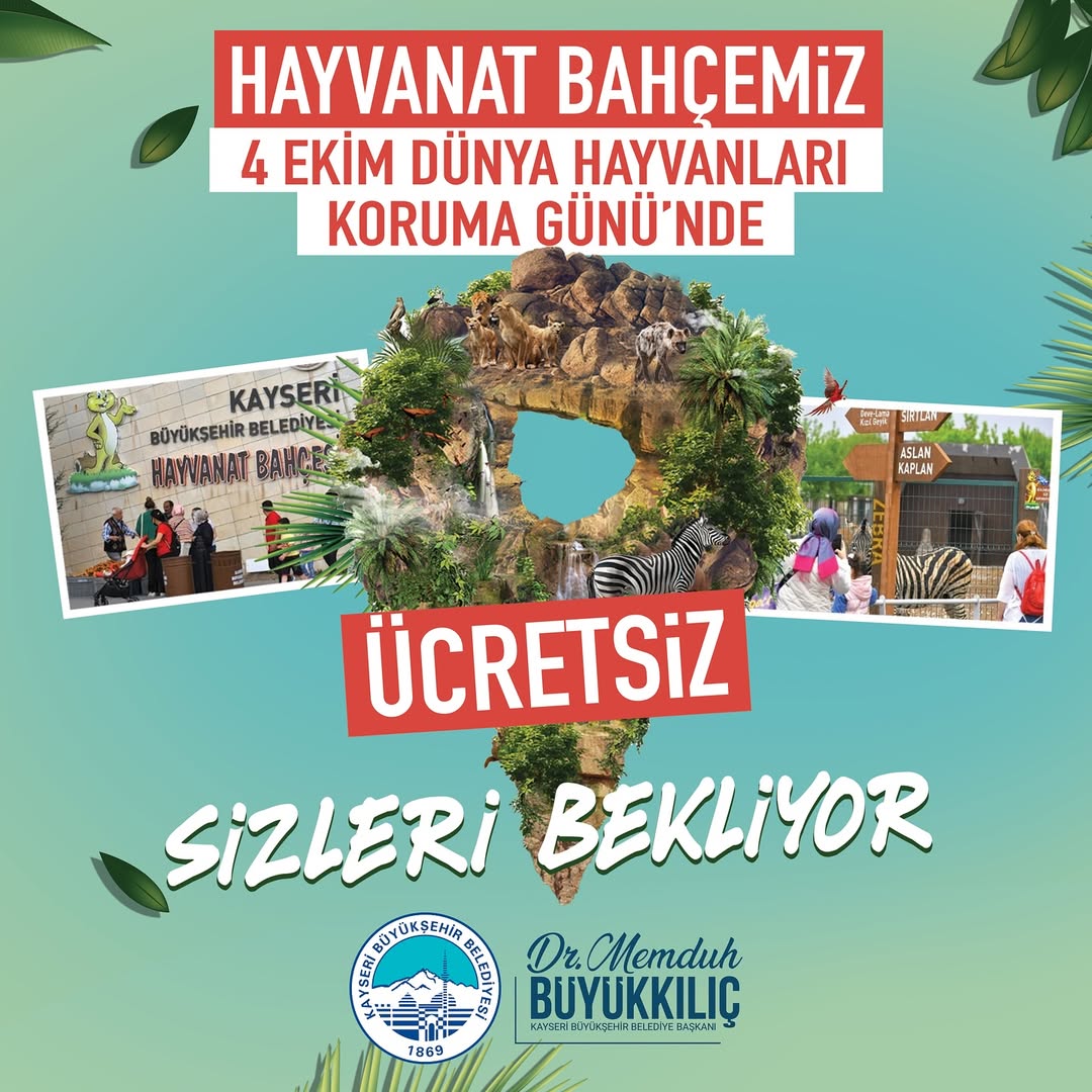 Kayseri'de 4 Ekim Dünya Hayvanları Koruma Günü'nde Hayvanat Bahçesi Ücretsiz Ziyaret Edilebilecek