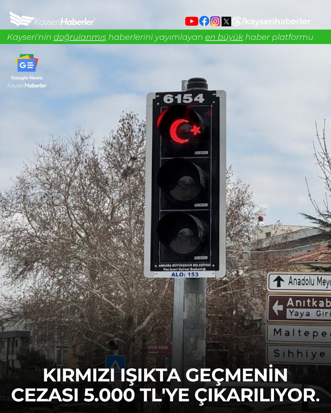 Kayseri'de Kırmızı Işık İhlalinin Cezası 5.000 TL'ye Yükseliyor