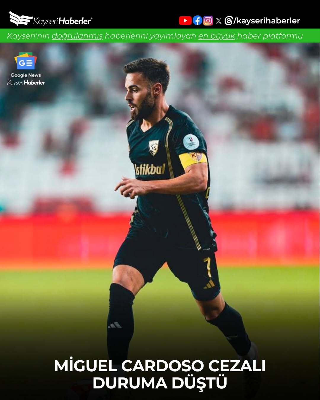 Kayserispor Kaptanı Miguel Cardoso, Kasımpaşa Maçında Cezalı