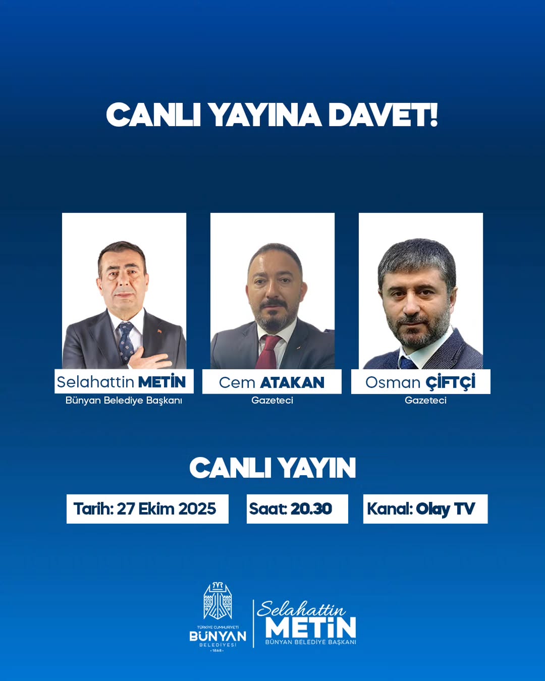 Bünyan Belediye Başkanı, İlçenin Geleceğine Dair Projelerini TV Programında Anlatacak